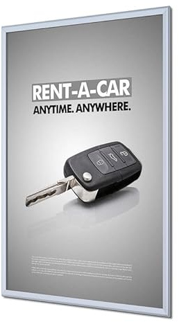 Klapprahmen/Plakatrahmen CLASSIC DIN A0 32mm Profil, Ecken:RONDO (abgerundet)