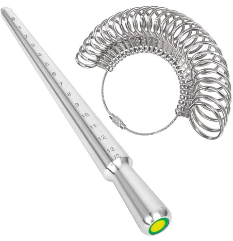 PHYHOO Ringstorleksmätningsverktyg metallring dorn ringmätare och ringstorlek kvinnor män ringstorlekssats fingerring storleksmått smyckemätning