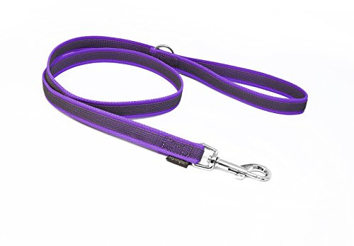 Mystique® Gummierte Leine 20mm mit Handschlaufe Standard Karabiner lila 1m