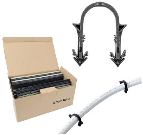 Sanpro Tackernadeln, Heizrohrhalter für Fußbodenheizung, Anzahl 4.000 Stück (Heizrohhalter Halter Rohr Rohrhalter Fußbodenheizung Wandheizung Heizung Setzgerät Tackergerät) (Pack à 4.000 Stück)