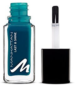 Manhattan Last & Shine Nagellack – Grün/Blauer, glänzender Nail Polish für 10 Tage perfekten Halt – Farbe Teal On Me 815 – 1 x 10ml