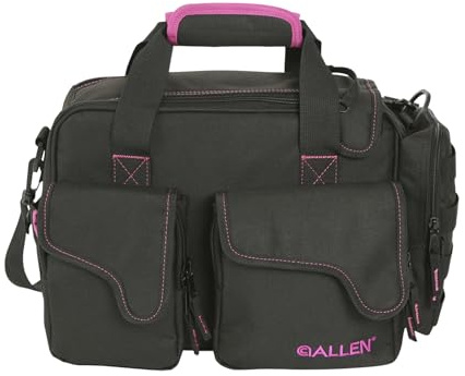 Allen Company Dolores Women's Compact Shooting Range Bag - Gun Storage Pouches for Handguns, Shooting Glasses, Gloves, Ear Protection, and Other Accessories - Black/Pink - 13 x 4.5