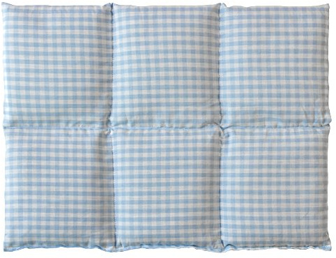 Coussin d'épeautre biologique -Coussin aux grains d'épeautre biologique - 40x30 6 compartiments - bleu ciel et blanc- Coton Bio - Coussin thermique - Bouillotte sèche chaude ou froide