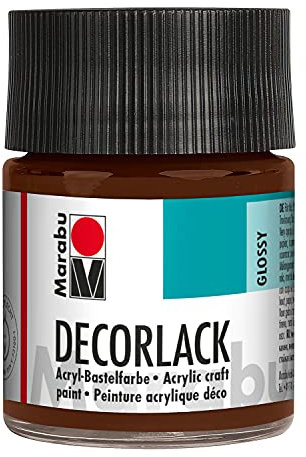 Marabu 11300005040 - Decorlack Acryl Mittelbraun 040, 50 ml, hochglänzender Acryllack auf Wasserbasis, wetterfest, speichelfest, zum Malen, Schablonieren und für Serviettentechnik