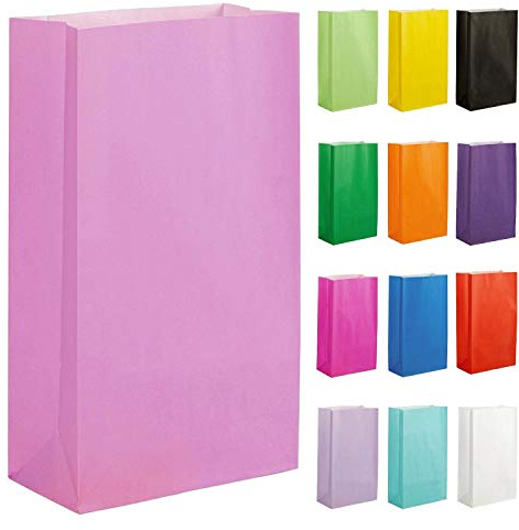 Thepaperbagstore 15 babyrosa papper festväskor – färgglatt papper presentpåsar för barn och vuxna fester, födelsedagar, bröllop, baby shower, möhippor och godis 14 x 24,5 x 7 cm