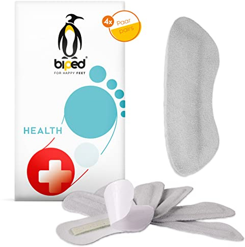 biped HEALTH 4 paires d'attache-talons antidérapants - aide rapide pour les chaussures trop grandes et les talonnettes dures - talonnette autocollante en cuir velours souple z2392