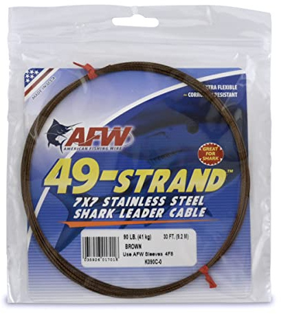 AFW Fishing Wire 49 Strand, 7x7 Stainless Steel Leader Cable, 90lb - 30ft