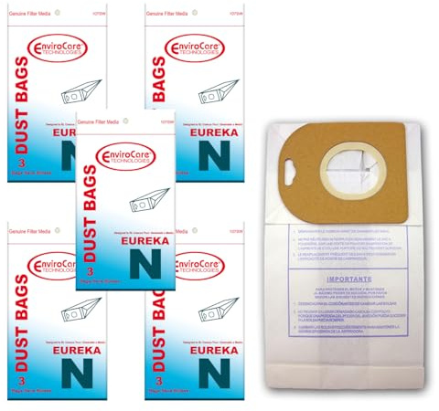 EnviroCare Replacement Vacuum Cleaner Dust Bags for Eureka Mighty Mite Allergy Vacuum Style N Canisters 15 Bags