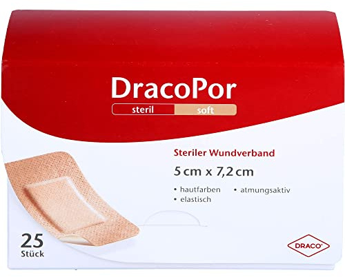 DRACOPOR DracoPor 7,2 cm x 5 cm Hautfarben Soft steriler Wundverband, 25 Stk. Wundauflagen