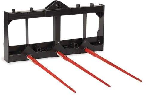 Titan Attachments HD Skid Steer Hay Frame Attachment, Three 43 Hay Spears, Rated 4,000 LB, Quick Tach Mounting, Hay Handing Equipment for Bobcat Tractors