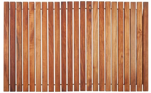 Nordic Teak 100% Solid Teak Wood String Mat - Indoor and Outdoor Use - Non-Slip Wooden Platform for Sauna, Pool, Hot Tub Flooring Decor and Protector (Oiled Finish, 31.4 x 19.6)