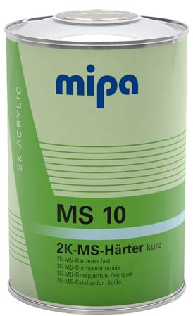 MIPA 2K-MS-Härter MS 10-0,5 Liter MS-Härter für 2K-Lacke & Füller | Kurze Härtezeit ideal für Spot-Repair und Teillackierungen - Passend für 2K-HS-Klarlacke sowie Acryl-Füllgrund