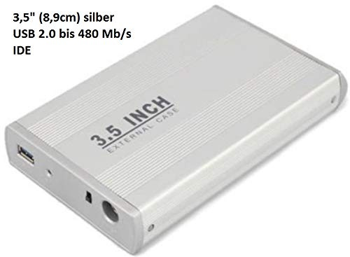 KesCom® ITC22010 3,5 8,9cm Festplattengehäuse USB 2.0 auf IDE externes Metallgehäuse mit Netzteil auch Windows 10 geeignet !!