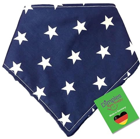 Dimples Hundehalstuch - Dunkelblau mit weißen Sternen - Halstuch - Geschenk - Handgemachtes Hunde Accessoire 30cm