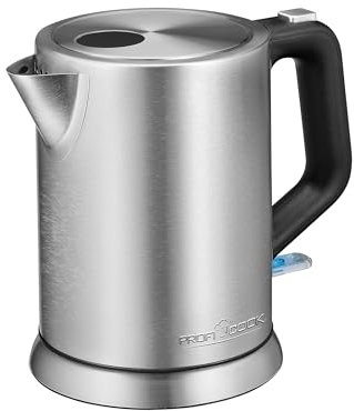 Bouilloire electriques - Bouilloire électrique - Bouilloire en acier inoxydable - 2200 Watts - Capacité 1 litre - Base rotative 360 ° - couleur Argent - Profi Cook PC WKS 1106