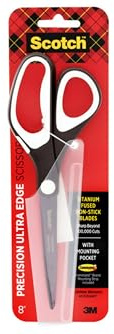 Scotch 8 Precision Ultra Edge Bent Titanium Non-Stick Scissors, Ideal for Fabric, Crafts, Cardstock and Photos (1468TUNS-MIX)