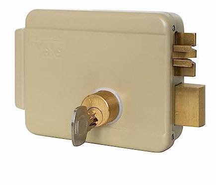 Yale Serratura elettrica da applicare con mandate per cancelli Y68000501 mano destra, acciaio verniciato, basso voltaggio, entrata 50 mm
