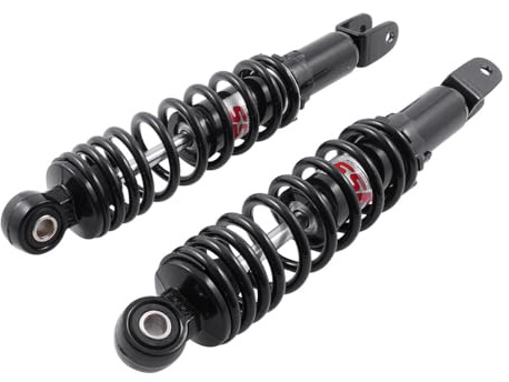 YSS Stoßdämpfer Satz Basic Twin Shock kompatibel mit Yamha, Honda 300 mm | Öldruck, Federvorspannung einstellbar, Auge 10 mm/Gabel 20 mm, Körper schwarz; kompatibel mit SYM HD 200 DD LH18W 4T LC 06-07