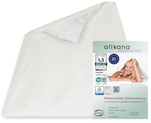 Allsana Allergiker Deckenbezug 135x200 cm | Allergie Bettwäsche | Anti Milben Encasing | Milbenschutz für Hausstauballergiker | allergendichter Zwischenbezug für die Bettdecke | TÜV geprüft