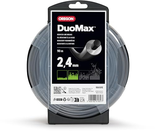 Oregon Hilo Material dual para Desbrozadora 2.4mm, Hierba, Maleza, Vegetación y más, Hilo de Nylon de Gran Resistencia, Compatible con la Mayoría de Modelos Estándar, 2.4mm x 90m (106501E)