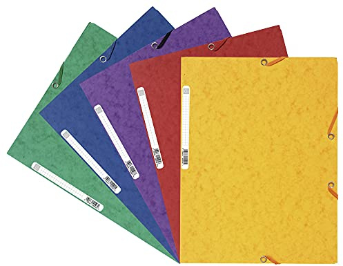Exacompta 55515E 10-pack premium inslagsmapp. Tillverkad av extra stark färgspan-kartong med 3 innerflikar och 2 elastiska band DIN A4 färgsorterad samlarmapp dokumentmapp för kontor och skola