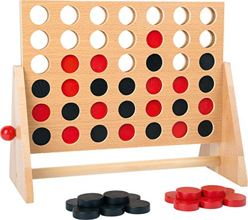 small foot Gesellschaftsspiel Vier in Einer Reihe aus Holz, Klassiker in großer Ausführung, ab 5 Jahren, 1981 Toys, Rot und Schwarz