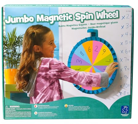Learning Resources SpinZone Magnetisches JumboGlücksrad, Alter 4+, Interaktives Whiteboard-Material, 3 Doppelseitige Karten, Fächerübergreifend für Klassenspiele