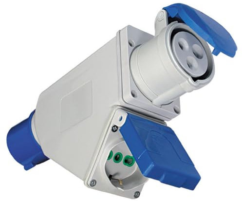 Fanton 73107, Adattatore Industriale da Spina CEE 16A a Presa Bipasso 16A Universale, IP44 per Officine, Cantieri e Uso Esterno