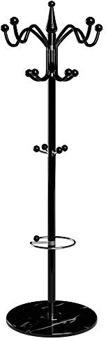 Deuba Coat Stand with Umbrella Holder Marble Base 1.7 metre Velvet black 3