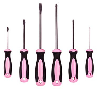 Pink Power Ensemble de tournevis magnétiques – 6 pièces cruciformes et à tête plate pour femme