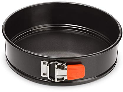 LE CREUSET Moule à Manqué Rond Fond Amovible 26 cm, Résistant au Levain, en Acier Siliconé, Anthracite/Orange, 94101800000000