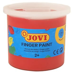 Jovi - Finger Paint, Pittura per dita, 125 ml, Colore Vermiglio, 100% lavabile, A base di ingredienti naturali, Senza glutine