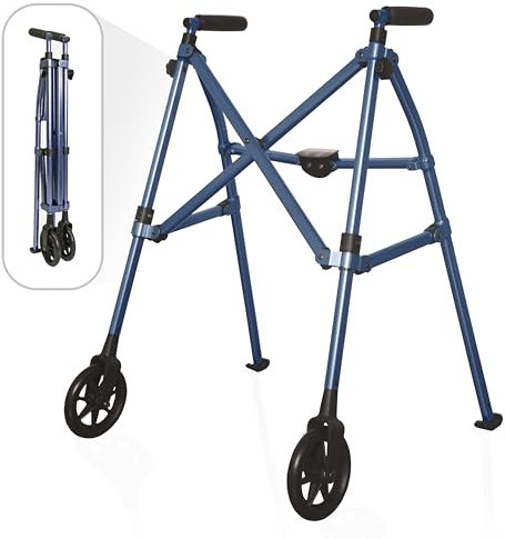 Able Life Space Saver Walker, Déambulateur 2 Roues Pliable et Léger, Déambulateur en Aluminium Réglable en Hauteur, Bleu Cobalt