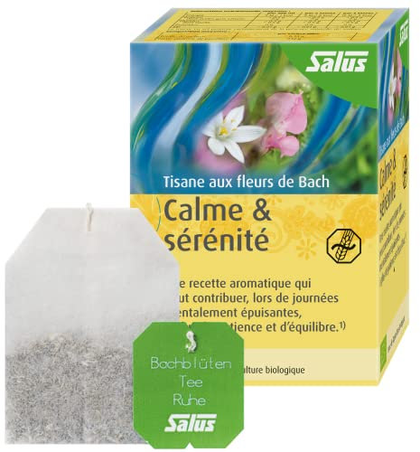 Salus Tisane Calme & Sérénité aux Fleurs de Bach AB - À Base de Mélisse, de Passiflore et d'Élixirs Floraux - Relaxation, Détente - 15 Sachets