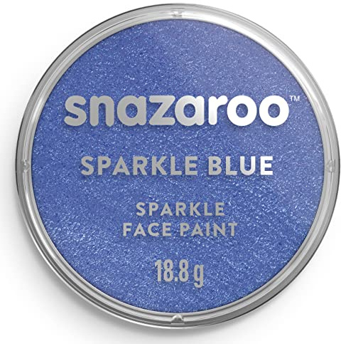 Snazaroo 1118351 Schminkfarbe - Schimmernd Blau, 18ml Topf - hautfreundliche Gesichtschminke auf Wasserbasis, wasservermalbar, parabenfrei, Face & Bodypaint Farbe für Kinder & Erwachsene