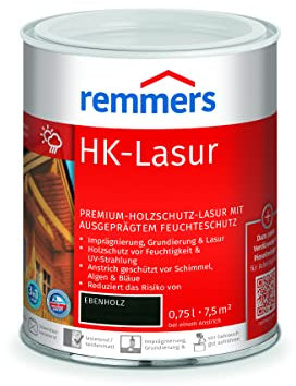 Remmers HK-Lasur ebenholz, 0,75 Liter, Holzlasur aussen, 3facher Holzschutz mit Imprägnierung + Grundierung + Lasur, Feuchtigkeit- und UV-Schutz