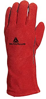 Deltaplus CA515R10 Schweißerhandschuhe Aus Hitzefestem Spaltleder, Rot, Größe 10