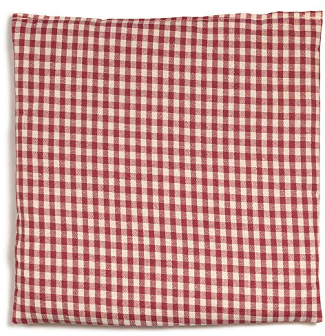 Johanniskernkissen 19x19cm - Bio-Stoff rot-weiß - Körnerkissen als Wärmekissen und/oder Kühlkompresse