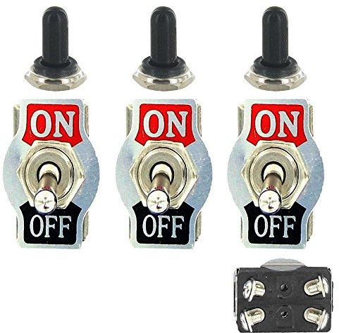 E Support™ 3 x interruptor de palanca de metal ON/OFF 4 Terminal Pin DPST Peso pesado 20 A 125 V 15 A 250 V botón gorra