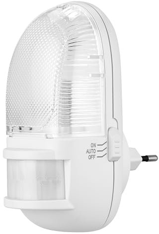 REV Nachtlicht - Steckdosenlampe mit Bewegungsmelder, Erfassungsbereich 110° bis zu 5m, LED Nachtlicht Steckdose, weiß
