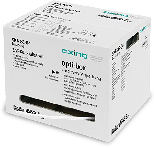 Axing SKB 88-04 - Cavo coassiale a doppia schermatura per TV satellitare e via cavo (250 m opti-box), colore: Bianco