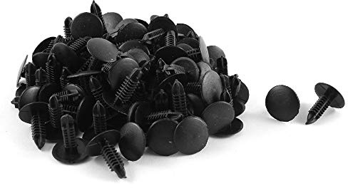 sourcing map 100 Pcs Voiture Rivet en Plastique Forme Sapin Garniture Agrafe Noir Trou de 5 x 5mm Dimension