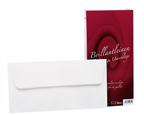 Rössler - Brillantleinen Kuvert DIN lang 25 Stück Weiß | Briefumschläge ohne Fenster DIN lang für Briefpapier, Einladungen, Glückwunsch- und Hochzeitskarten