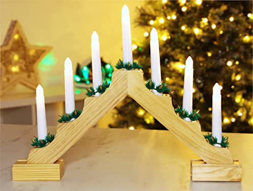 Christmas Concepts® Christmas Wooden Candle Bridge with Warm White LED Lights - Battery Operated