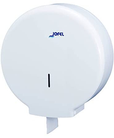 Jofel - Grand distributeur industriel de rouleaux de papier toilette, distributeur de rouleaux de papier jusqu'à 400m, diamètre max. 260mm, mandrin de 45mm, idéal toilettes publiques, Azur AE55000