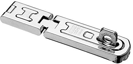 ABUS Doppelgelenk-Überfalle 100/80 - Vorrichtung für Vorhängeschlösser - für aufschlagende Türen und Ecklösungen - 01443 - ABUS-Sicherheitslevel 4 - Silberfarben