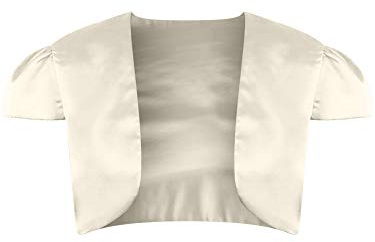 Ivory Short Sleeve Satin Bolero Shrug Jacket Size Small Ivory Small