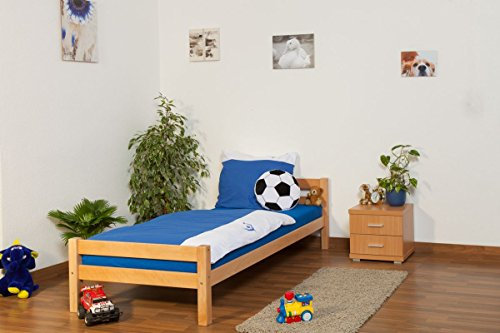 Einzelbett/Jugendbett Markus Buche Vollholz massiv Natur inkl. Rollrost - 90 x 200 cm