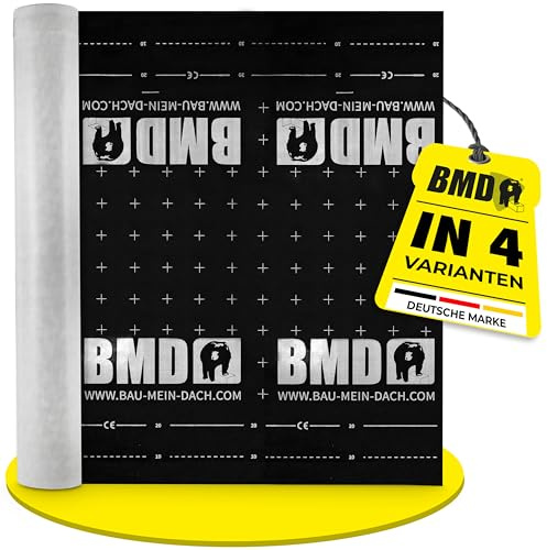 BMD 150g/m² Unterspannbahn 75m² | 1,5m x 50m | diffusionsoffene Fassadenbahn | sd-wert 0,02 m | wasserdichte & reißfeste Schalungsbahn mit CE-Siegel | schlagregensicher | Behelfsdeckung