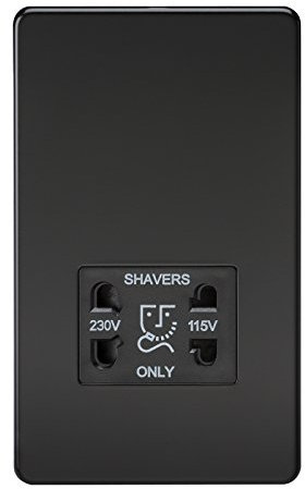 Knightsbridge SF8900MB Screwless Dual Voltage Shaver Socket in Matt Black, 5.0 mm*148.5 mm*47.5 mm